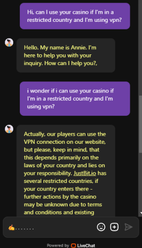 JustBit Casino támogatás