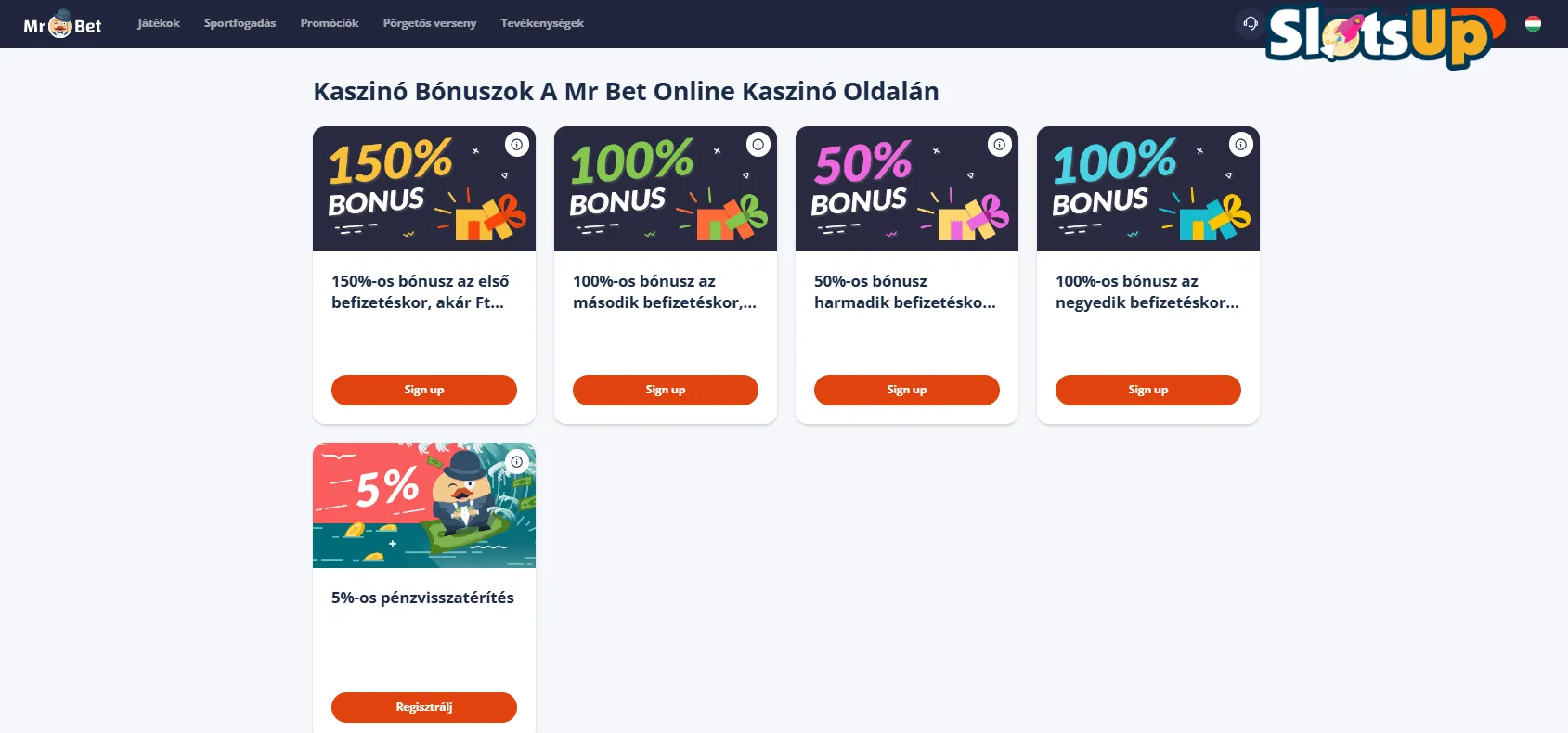 Mr.Bet online kaszinó bónuszok